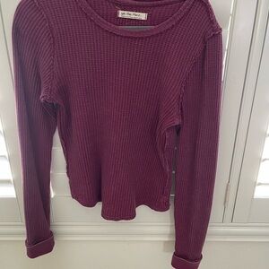 We The Free Women's Burgundy Waffle Knit Top